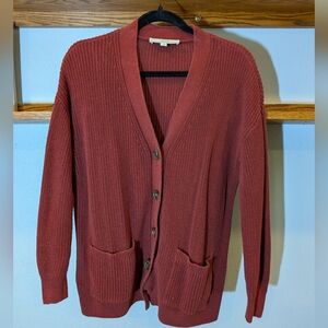 LOFT Brick Red Cardigan Sweater